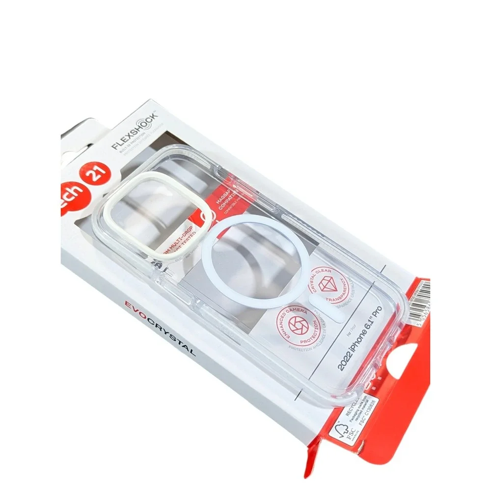 G7O. Tech21 Flexshock EvoCrystal Magsafe Case for iPhone 14 Pro - Clear / White‎